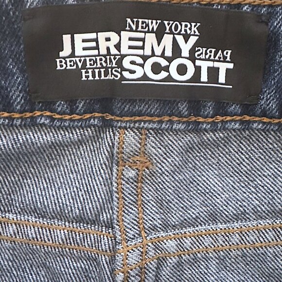 Jeremy Scott Ripped Denim Jeans Size 8 Multicolor Lamb Leather Patches Italy - Picture 8 of 10
